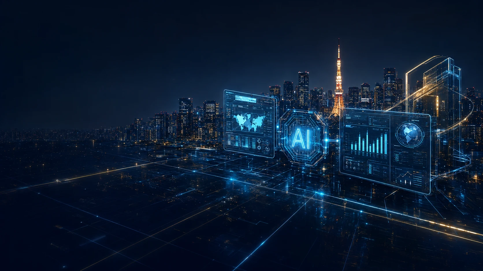 都市と業務データを表すビジュアル